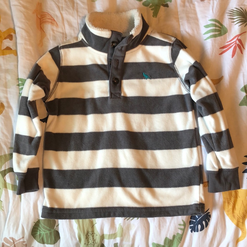 Soft grey and white striped quarter zip